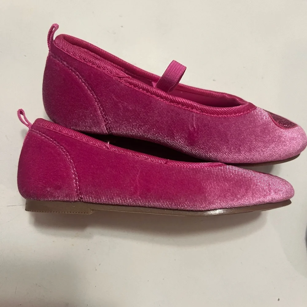 NWOT Pink Glitter Heart Velvet Dress Ballet Flats | Velour | Valentines Day